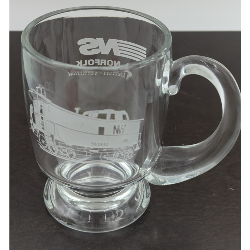 Vintage NS Norfolk Southern Detroit Terminal Glass Mug Railroadiana
